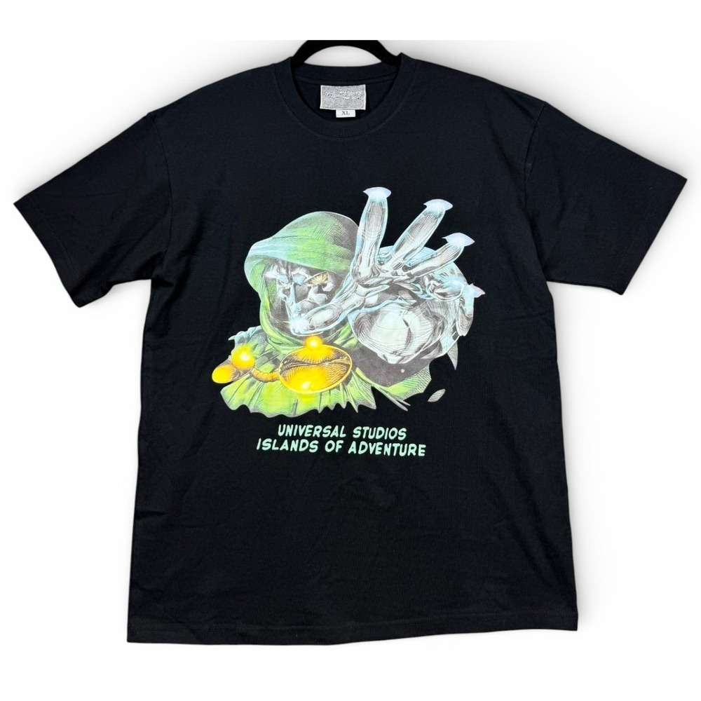 Vintage 1999 Universal Studios Dr Doom Fearfall T Shirt Mens XL Black Marvel